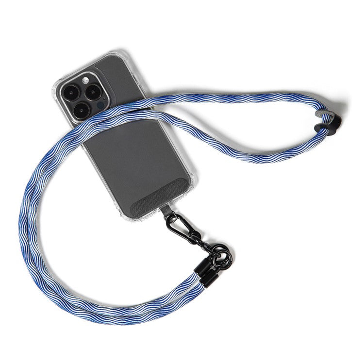 Phone Lanyard Neck / Wrist Strap Multifunctional Anti-Drop Cell Phone Rope with Detachable Metal Buckle - White Blue / 120cm