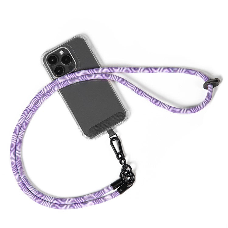 Phone Lanyard Neck / Wrist Strap Multifunctional Anti-Drop Cell Phone Rope with Detachable Metal Buckle - White Purple / 120cm