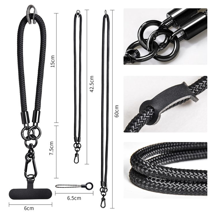 Phone Lanyard Neck / Wrist Strap Multifunctional Anti-Drop Cell Phone Rope with Detachable Metal Buckle - White Purple / 120cm