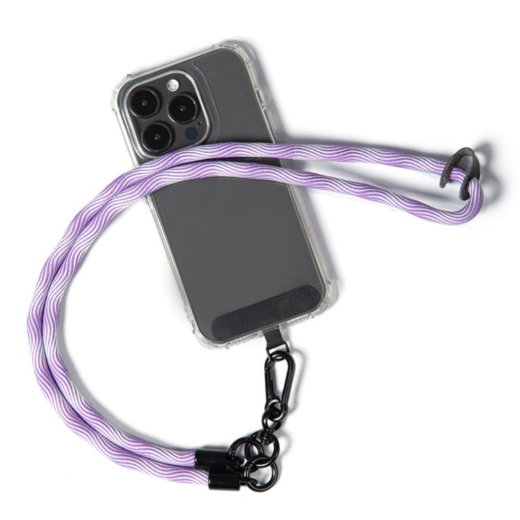 Phone Lanyard Neck / Wrist Strap Multifunctional Anti-Drop Cell Phone Rope with Detachable Metal Buckle - White Purple / 85cm