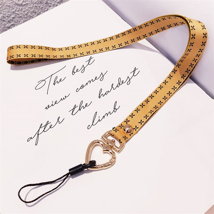 Heart Metal Buckle Cell Phone Case Hanging Neck Lanyard Name Tag Phone Neck Strap - Yellow