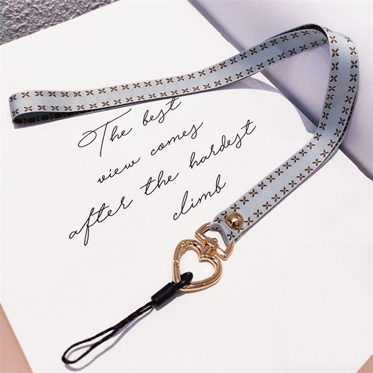 Heart Metal Buckle Cell Phone Case Hanging Neck Lanyard Name Tag Phone Neck Strap - Grey