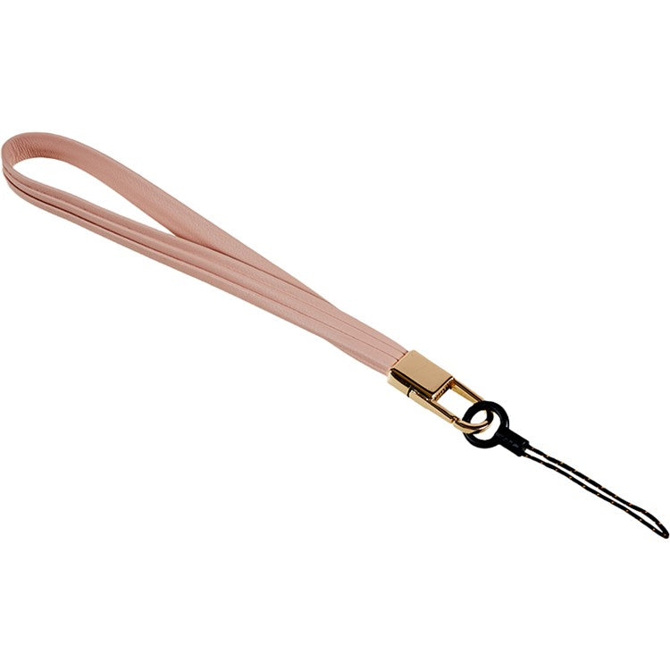 20cm Universal Cell Phone Case Hand Strap Wrist Lanyard Leather Strap for Name Tag / Keys - Pink