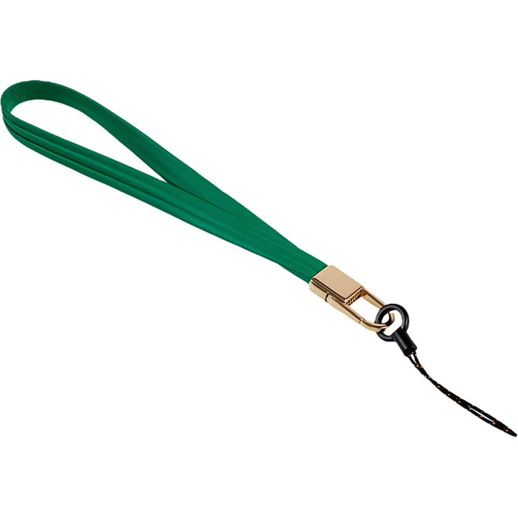 20cm Universal Cell Phone Case Hand Strap Wrist Lanyard Leather Strap for Name Tag / Keys - Green