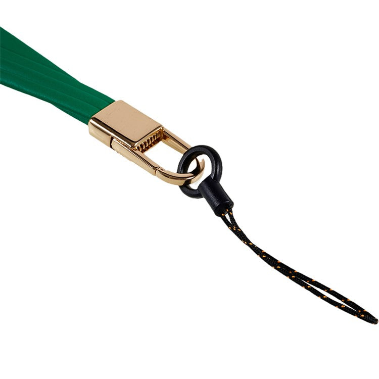 20cm Universal Cell Phone Case Hand Strap Wrist Lanyard Leather Strap for Name Tag / Keys - Green