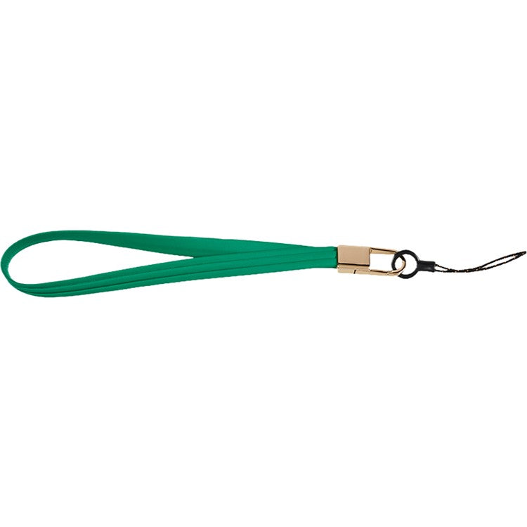 20cm Universal Cell Phone Case Hand Strap Wrist Lanyard Leather Strap for Name Tag / Keys - Green