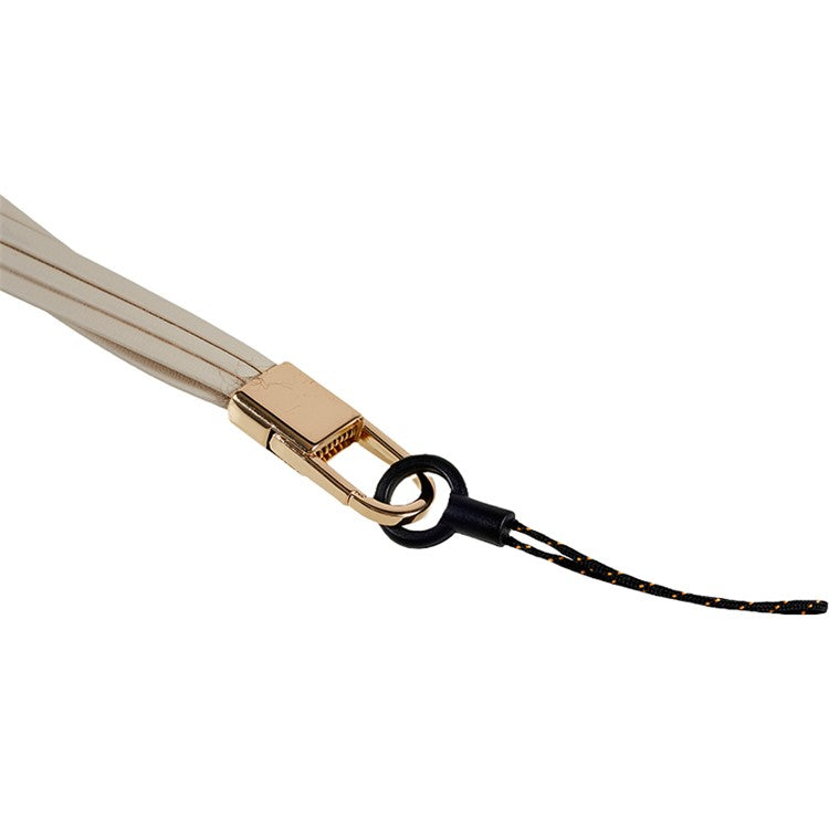 20cm Universal Cell Phone Case Hand Strap Wrist Lanyard Leather Strap for Name Tag / Keys - Apricot