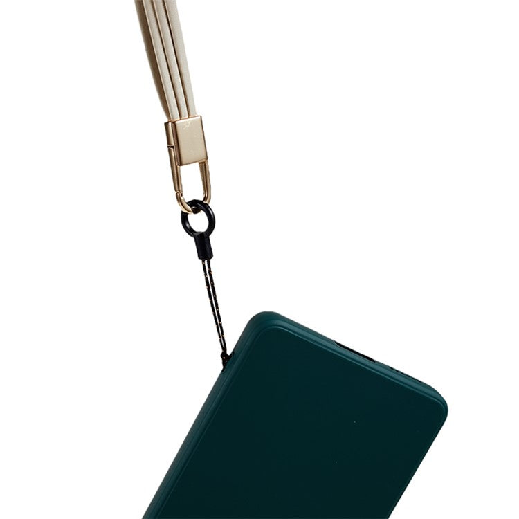 20cm Universal Cell Phone Case Hand Strap Wrist Lanyard Leather Strap for Name Tag / Keys - Apricot