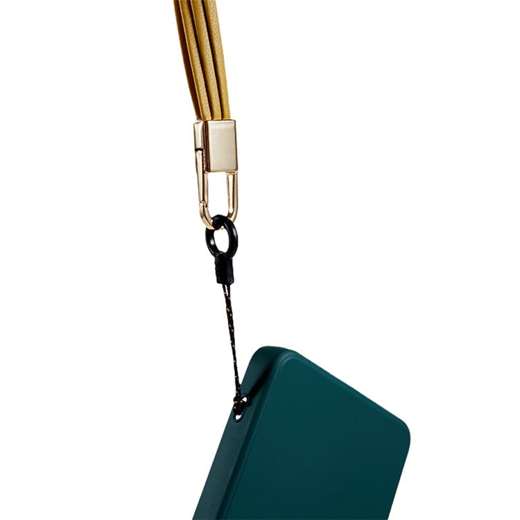 20cm Universal Cell Phone Case Hand Strap Wrist Lanyard Leather Strap for Name Tag / Keys - Dark Yellow