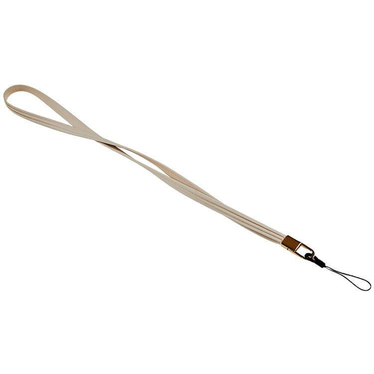 45cm Leather Neck Strap for Name Tag / Keys Universal Cell Phone Case Hanging Neck Lanyard - Apricot