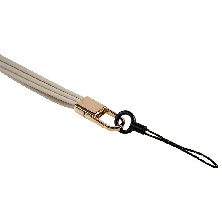 45cm Leather Neck Strap for Name Tag / Keys Universal Cell Phone Case Hanging Neck Lanyard - Apricot