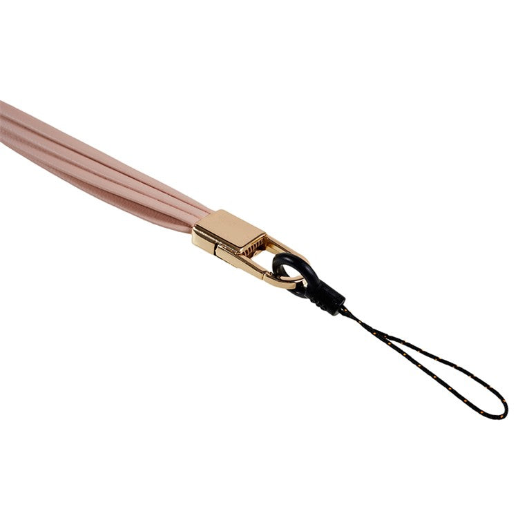 45cm Leather Neck Strap for Name Tag / Keys Universal Cell Phone Case Hanging Neck Lanyard - Pink