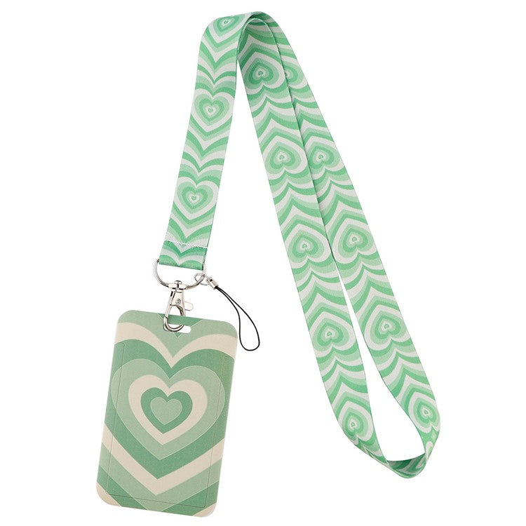 Universal Phone Lanyard Keychain with ID Badge Holder Heart Pattern Neck Strap for Student, Nurse, Teacher - AL896-6