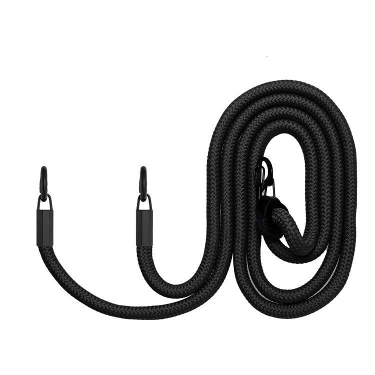 8mm Dual Ring Buckle Phone Carrying Rope Anti-lost Lanyard Phone Crossbody Shoulder Strap - Black