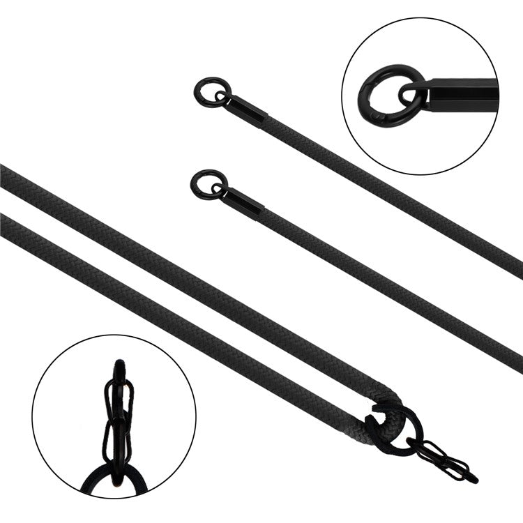 8mm Dual Ring Buckle Phone Carrying Rope Anti-lost Lanyard Phone Crossbody Shoulder Strap - Black