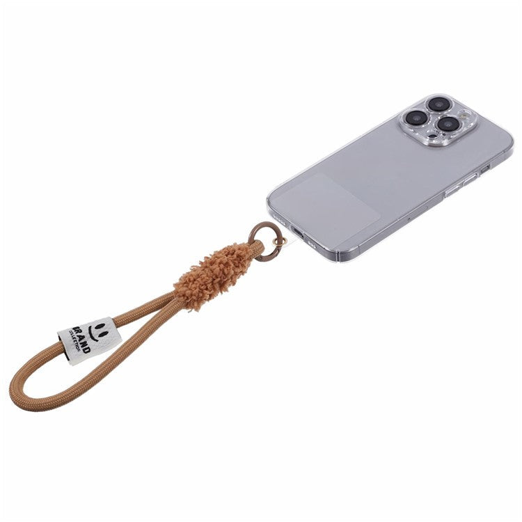 A3 Universal Plush Lanyard Hand Wrist Strap with for Car Keys Cameras Phone with Tether Tab - Brown