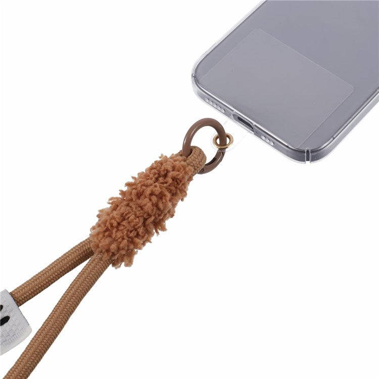 A3 Universal Plush Lanyard Hand Wrist Strap with for Car Keys Cameras Phone with Tether Tab - Brown