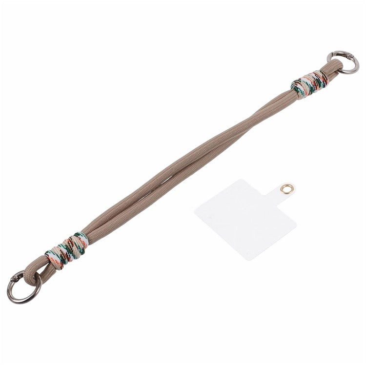 A4 Universal Phone Wrist Strap Lanyard Cameras Keyring Holder Short Strap with Tether Tab - Brown+Multicolor