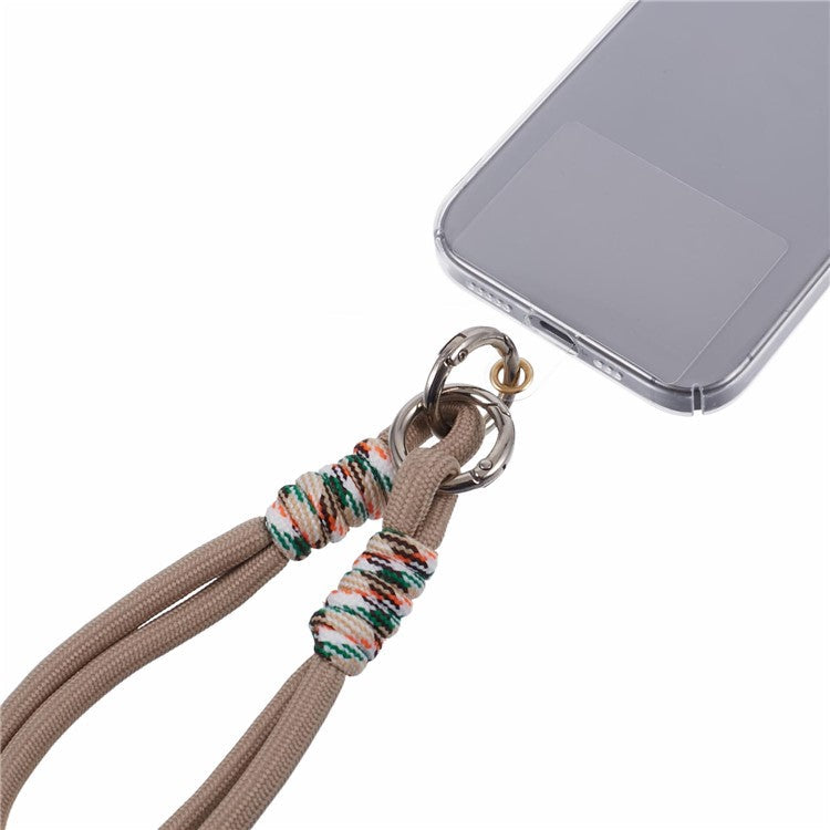 A4 Universal Phone Wrist Strap Lanyard Cameras Keyring Holder Short Strap with Tether Tab - Brown+Multicolor