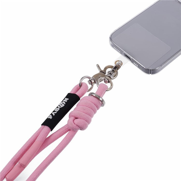 A1 Style Phone Lanyard 60cm Universal Crossbody Cell Phone Lanyards Shoulder Neck Strap with Patch - Pink