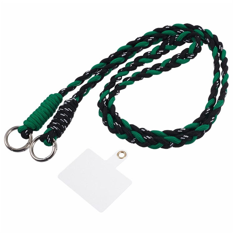A5 Style 60cm Phone Crossbody Lanyard Weaving Polyester Shoulder Strap Phone Charms with Patch - Green Black