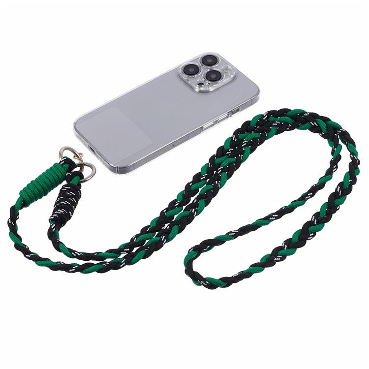 A5 Style 60cm Phone Crossbody Lanyard Weaving Polyester Shoulder Strap Phone Charms with Patch - Green Black
