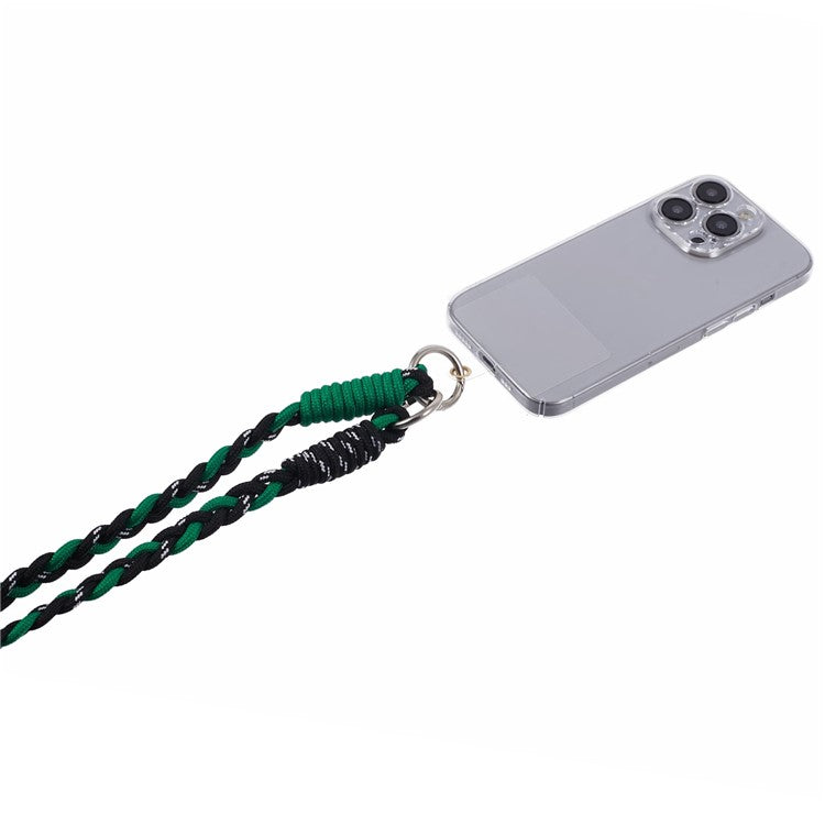 A5 Style 60cm Phone Crossbody Lanyard Weaving Polyester Shoulder Strap Phone Charms with Patch - Green Black