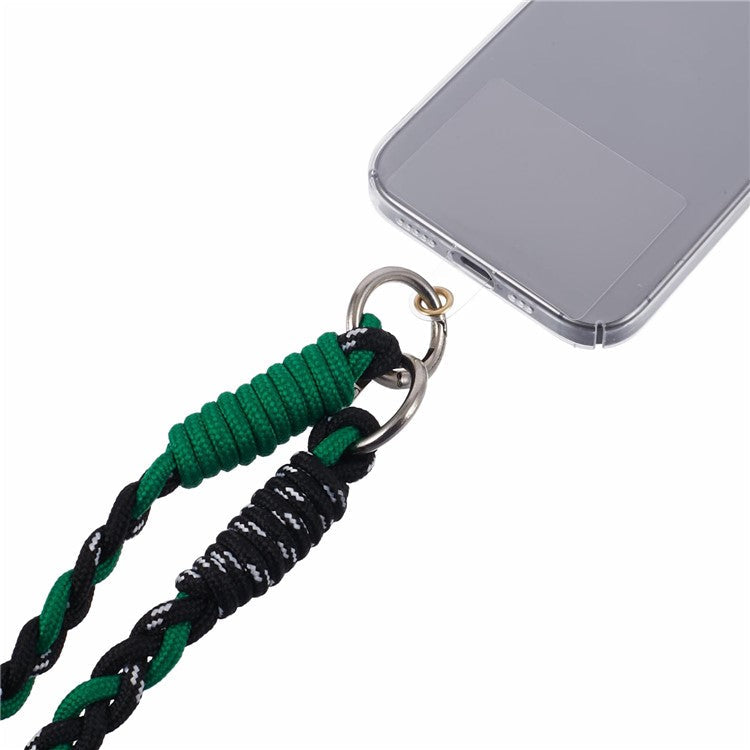 A5 Style 60cm Phone Crossbody Lanyard Weaving Polyester Shoulder Strap Phone Charms with Patch - Green Black