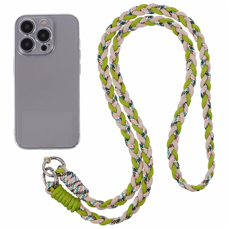 A5 Style 60cm Phone Crossbody Lanyard Weaving Polyester Shoulder Strap Phone Charms with Patch - Green Colorful