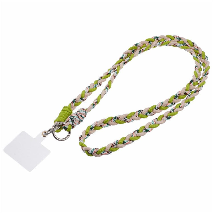 A5 Style 60cm Phone Crossbody Lanyard Weaving Polyester Shoulder Strap Phone Charms with Patch - Green Colorful