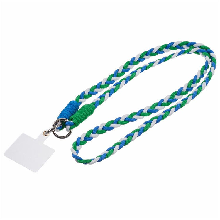 A5 Style 60cm Phone Crossbody Lanyard Weaving Polyester Shoulder Strap Phone Charms with Patch - Blue Green