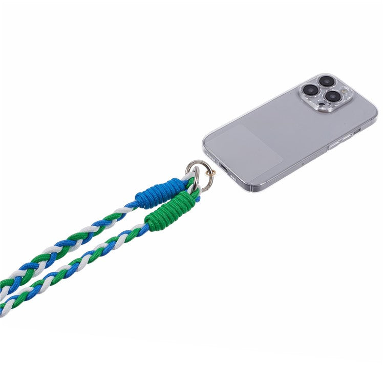 A5 Style 60cm Phone Crossbody Lanyard Weaving Polyester Shoulder Strap Phone Charms with Patch - Blue Green