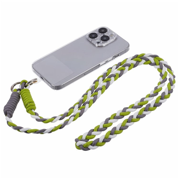 A5 Style 60cm Phone Crossbody Lanyard Weaving Polyester Shoulder Strap Phone Charms with Patch - Grey Green