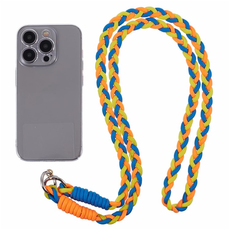 A5 Style 60cm Phone Crossbody Lanyard Weaving Polyester Shoulder Strap Phone Charms with Patch - Orange Blue
