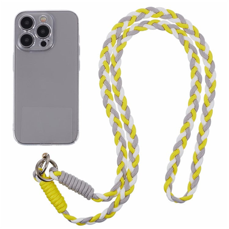 A5 Style 60cm Phone Crossbody Lanyard Weaving Polyester Shoulder Strap Phone Charms with Patch - Yellow Grey