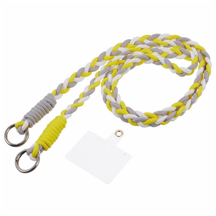 A5 Style 60cm Phone Crossbody Lanyard Weaving Polyester Shoulder Strap Phone Charms with Patch - Yellow Grey
