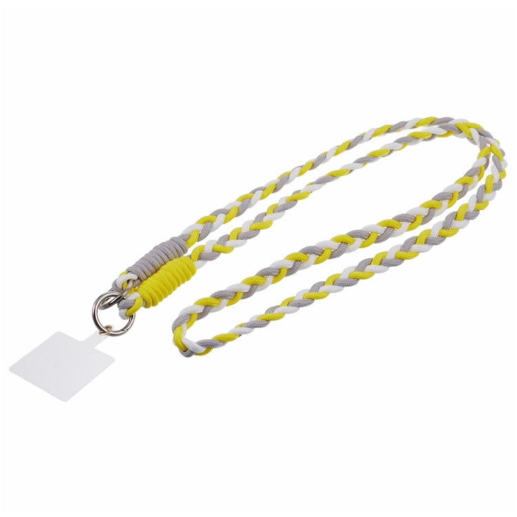 A5 Style 60cm Phone Crossbody Lanyard Weaving Polyester Shoulder Strap Phone Charms with Patch - Yellow Grey