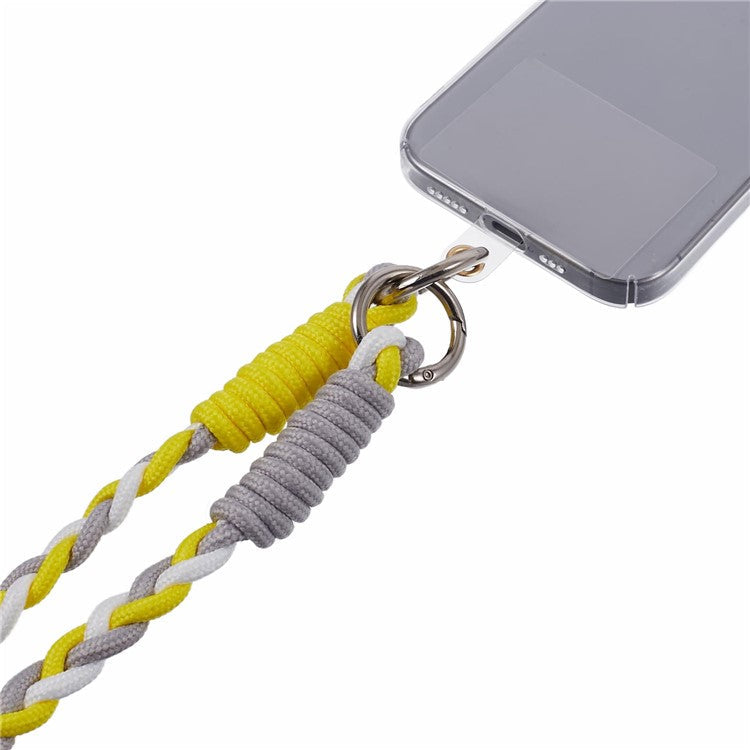 A5 Style 60cm Phone Crossbody Lanyard Weaving Polyester Shoulder Strap Phone Charms with Patch - Yellow Grey
