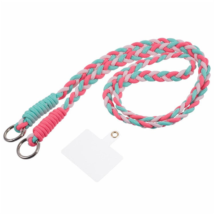 A5 Style 60cm Phone Crossbody Lanyard Weaving Polyester Shoulder Strap Phone Charms with Patch - Rose Green