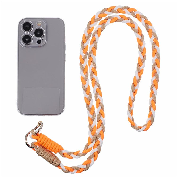 A5 Style 60cm Phone Crossbody Lanyard Weaving Polyester Shoulder Strap Phone Charms with Patch - Apricot Orange