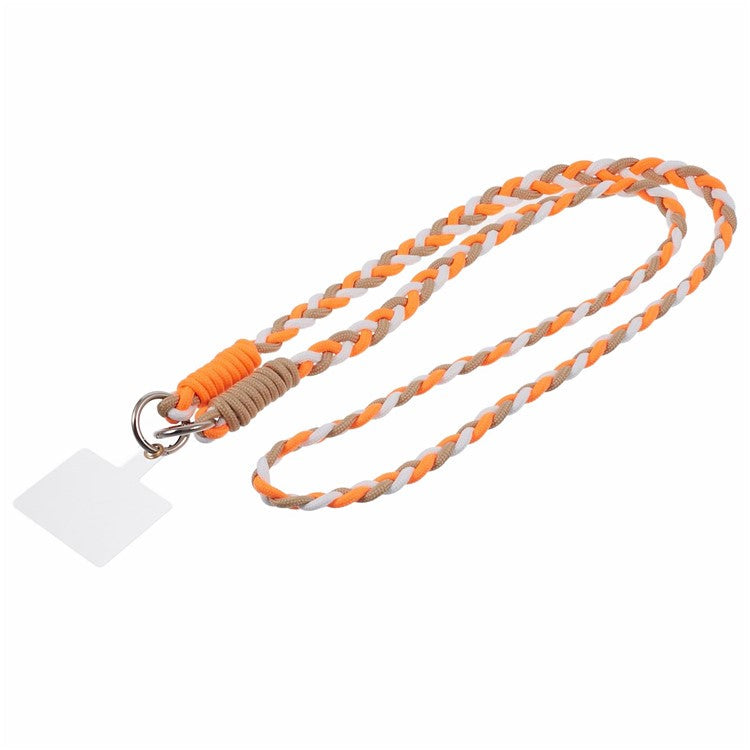 A5 Style 60cm Phone Crossbody Lanyard Weaving Polyester Shoulder Strap Phone Charms with Patch - Apricot Orange