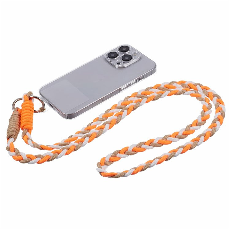 A5 Style 60cm Phone Crossbody Lanyard Weaving Polyester Shoulder Strap Phone Charms with Patch - Apricot Orange