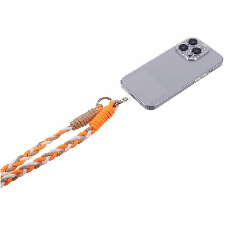 A5 Style 60cm Phone Crossbody Lanyard Weaving Polyester Shoulder Strap Phone Charms with Patch - Apricot Orange