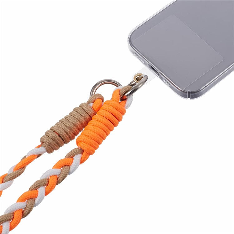 A5 Style 60cm Phone Crossbody Lanyard Weaving Polyester Shoulder Strap Phone Charms with Patch - Apricot Orange