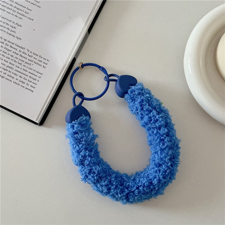 A7 Style Plush Phone Wrist Strap Anti-Loss Phone Lanyard Keychain with Tether Tab - Blue