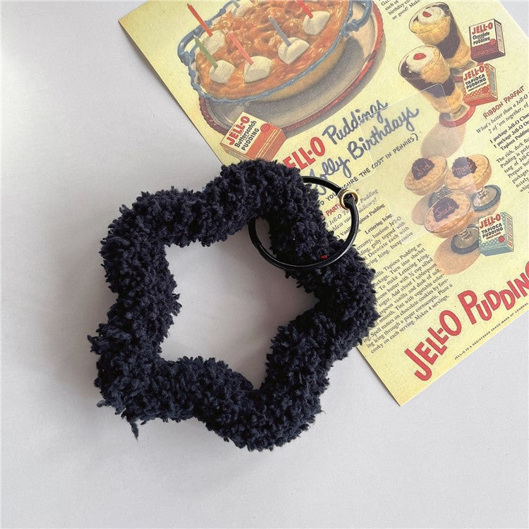 A9 Style Plush Phone Lanyard Star Hand Wrist Strap with Tether Tab - Black