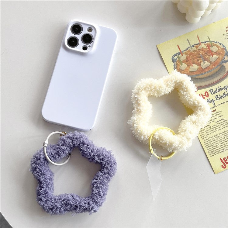 A9 Style Plush Phone Lanyard Star Hand Wrist Strap with Tether Tab - Grey