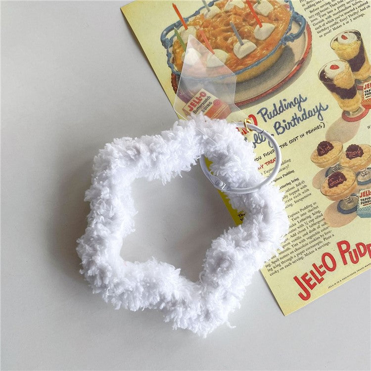 A9 Style Plush Phone Lanyard Star Hand Wrist Strap with Tether Tab - White