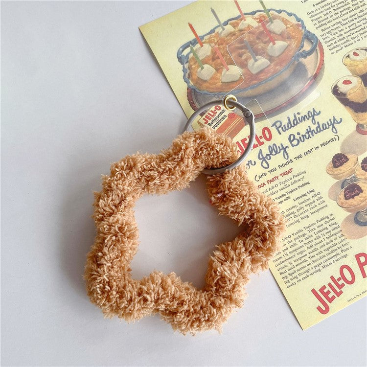 A9 Style Plush Phone Lanyard Star Hand Wrist Strap with Tether Tab - Brown