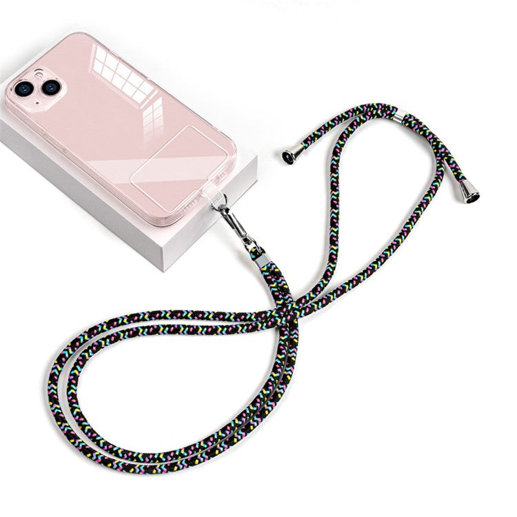 6mm Nylon Phone Strap Neck Crossbody Cell Phone Lanyard with Pad - Black Colorful